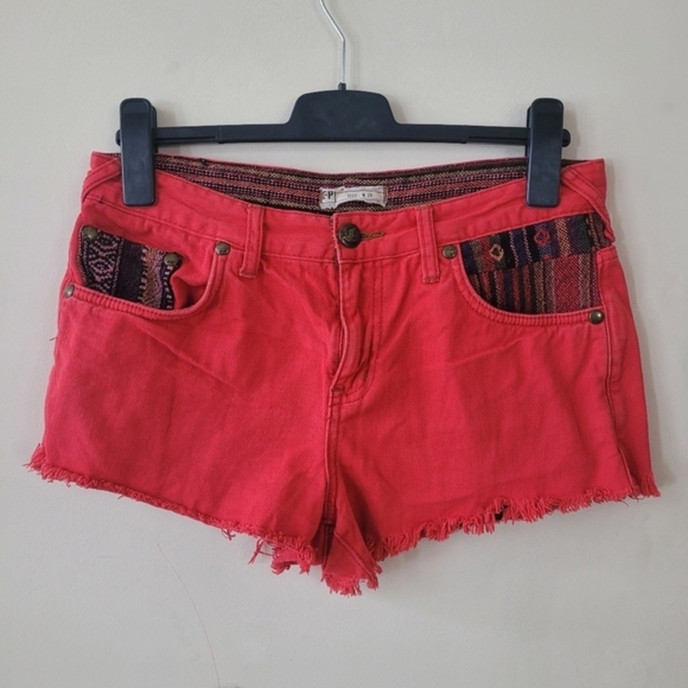 Free People Boho denim shorts,Southwest‎ patchwork ,29